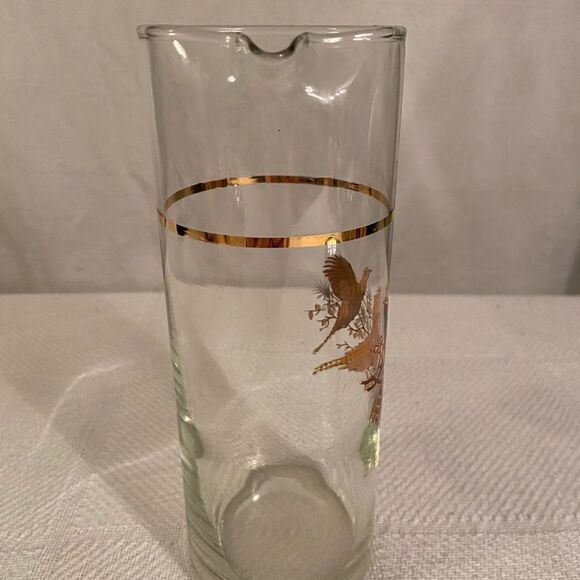Vintage Hazel Atlas Martini Cocktail Pitcher Pheasant Bird Barware MCM Barware - Picture 6 of 9